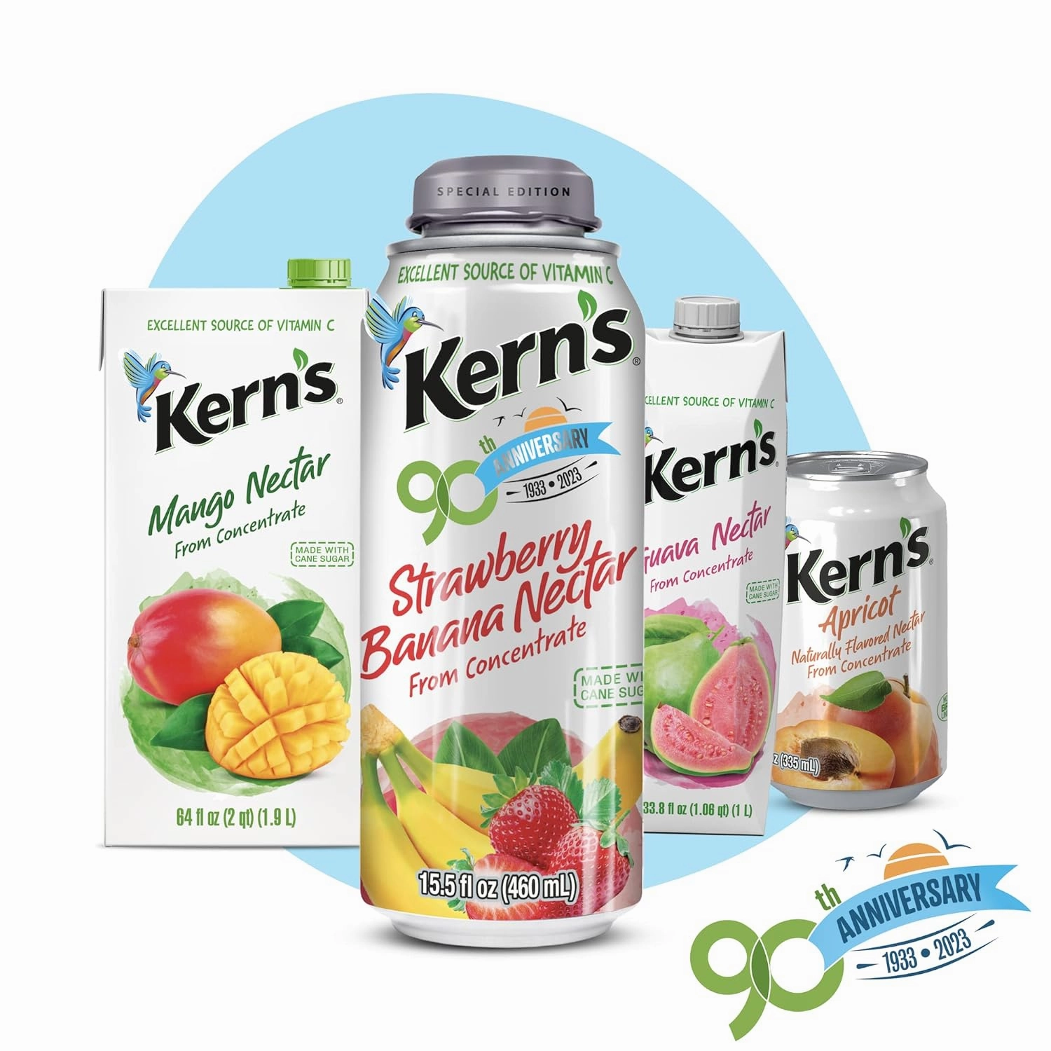 Kern’s Peach Juice Nectar - Peach Nectar Made with Fresh Fruit Puree - Fruit Juice Concentrate for Smoothie Mix, Cocktail Mixers & Kids Drinks & Beverages - 64oz, 8 Pack Carton