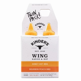 Kinder's Bourbon Peach & Honey Hot Wing Sauce, 15.5 Ounce (Pack of 2)