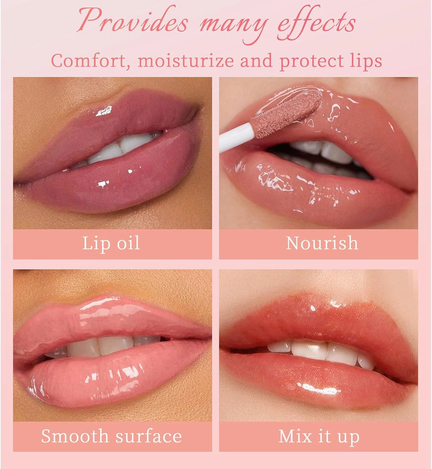 Korean Lip Oil, Fruity Flavor Lip Glow Oil, Big Brush Head Lip Oil, Moisturizing Lip Glow Oil Long Lasting Nourishing Lip Gloss, Lip Gloss with Non-Sticky Formula