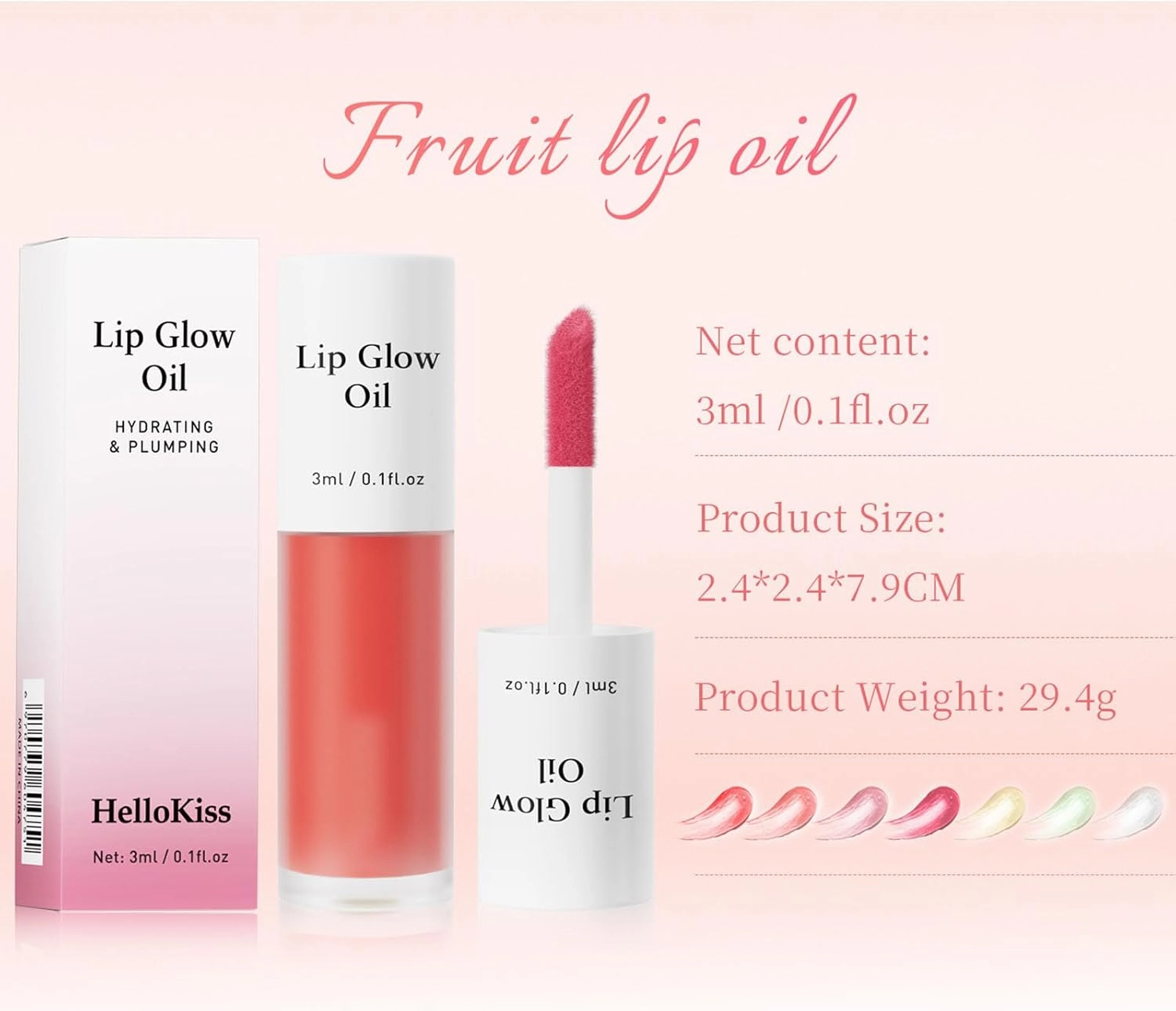 Korean Lip Oil, Fruity Flavor Lip Glow Oil, Big Brush Head Lip Oil, Moisturizing Lip Glow Oil Long Lasting Nourishing Lip Gloss, Lip Gloss with Non-Sticky Formula