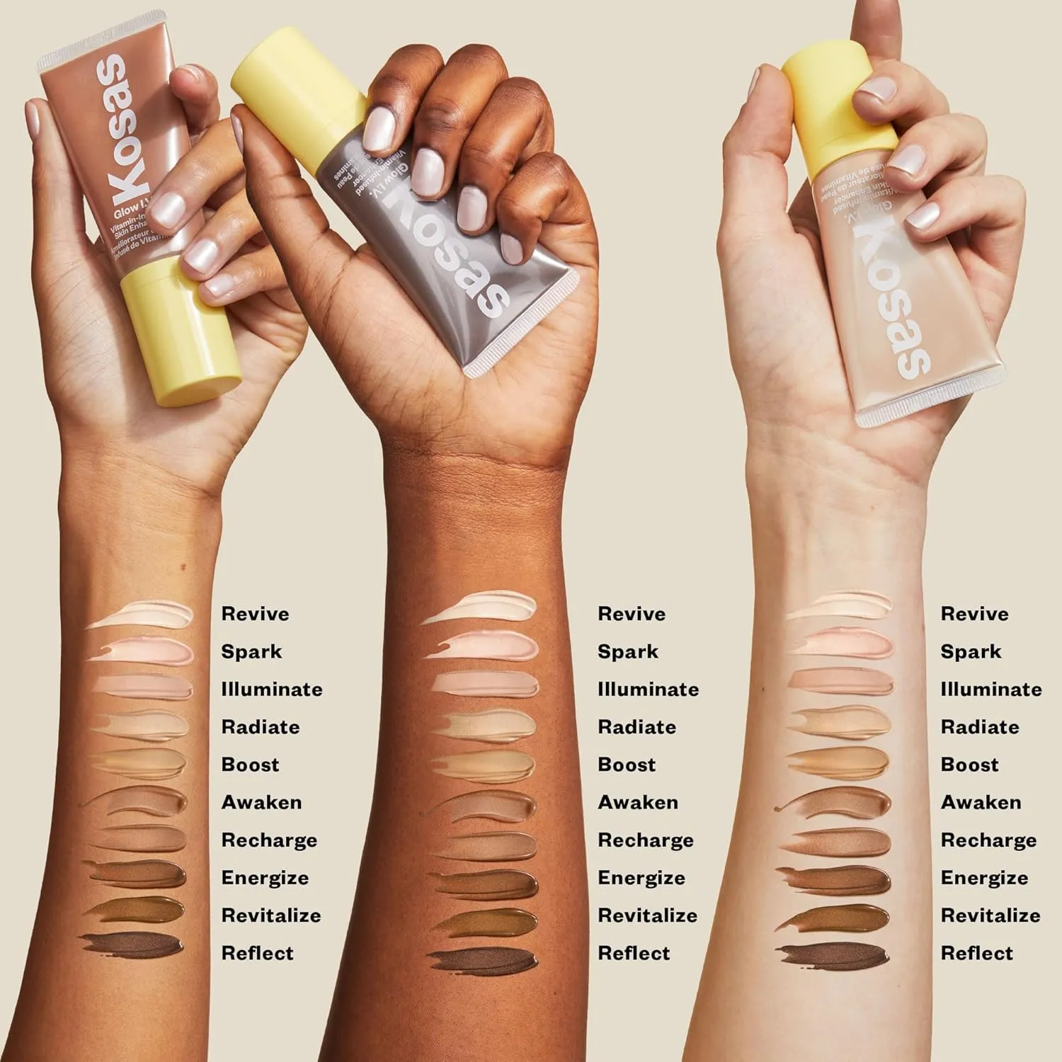 Kosas Glow I.V. Vitamin-Infused Skin Enhancer Face Makeup - Tinted Beauty Highlighter for a Healthy Glow - Reflect