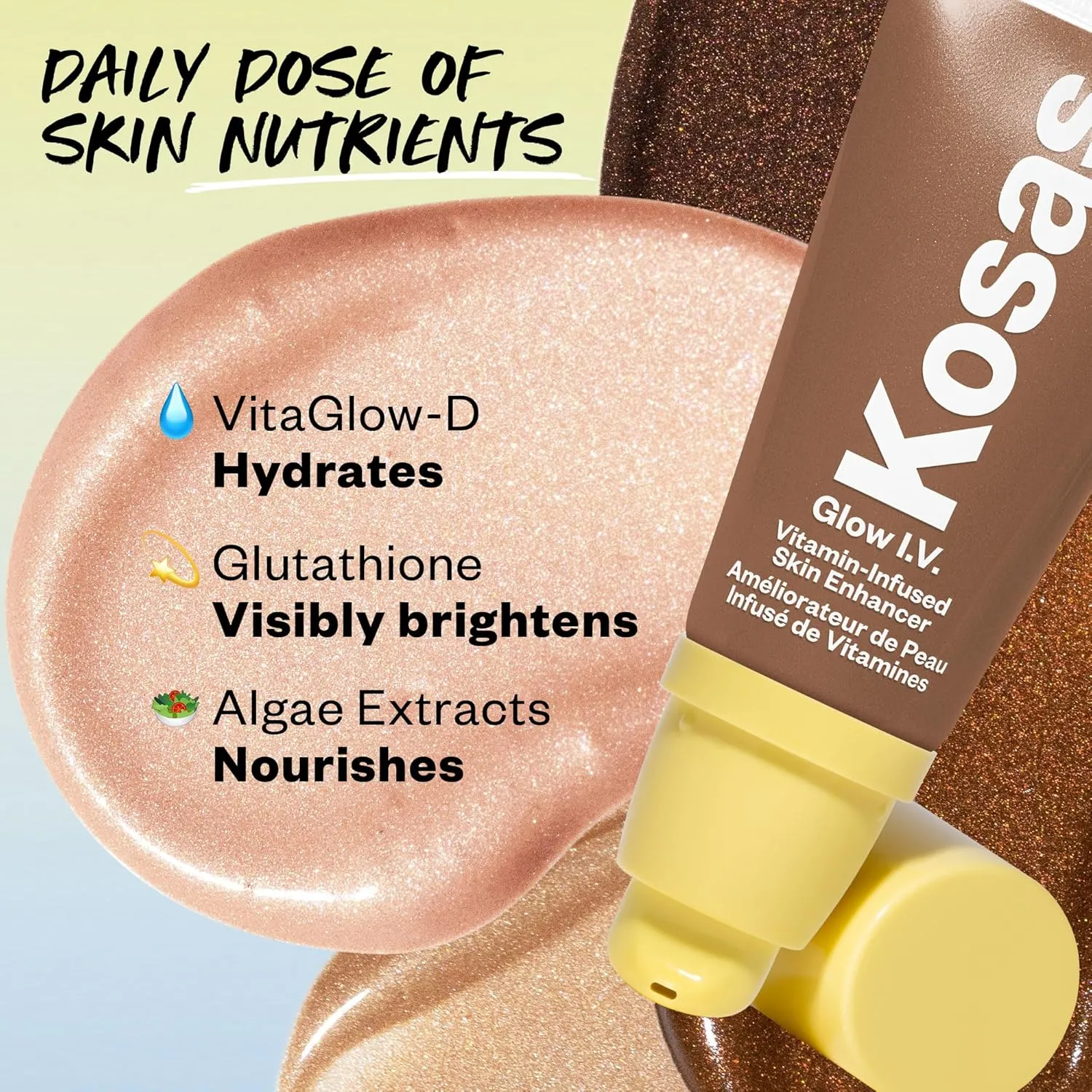Kosas Glow I.V. Vitamin-Infused Skin Enhancer Face Makeup - Tinted Beauty Highlighter for a Healthy Glow - Reflect