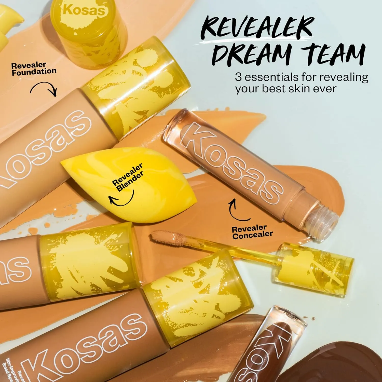 Kosas Revealer Skin-Improving Foundation with SPF 25 Protection - Hydrate, Brighten, Soothe, Plump, Protect Skin - Smoothing Texture, Natural Finish and Clean Formula - Deep Neutral Warm 390