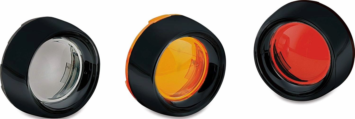 Kuryakyn 5482 Motorcycle Lighting Accessory: Deep Dish Bezel for 2000-19 Harley-Davidson Motorcycles with Bullet Turn Signal/Blinker Lights, Red Lens, Gloss Black, 1 Pair