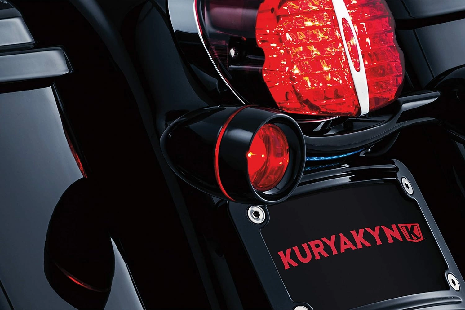 Kuryakyn 5482 Motorcycle Lighting Accessory: Deep Dish Bezel for 2000-19 Harley-Davidson Motorcycles with Bullet Turn Signal/Blinker Lights, Red Lens, Gloss Black, 1 Pair