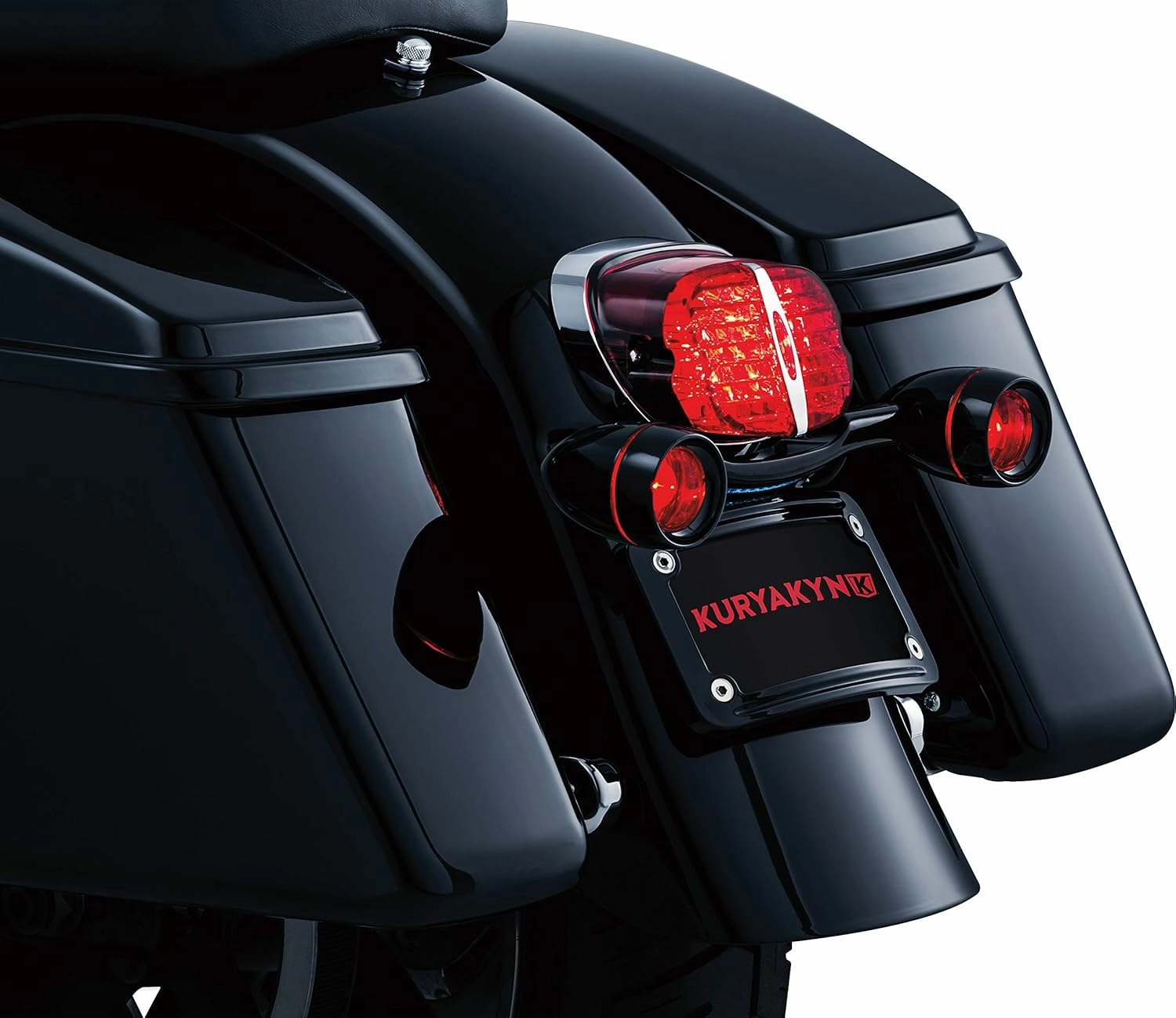 Kuryakyn 5482 Motorcycle Lighting Accessory: Deep Dish Bezel for 2000-19 Harley-Davidson Motorcycles with Bullet Turn Signal/Blinker Lights, Red Lens, Gloss Black, 1 Pair