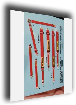 KW3D124030 1/24 3D Decal Sabelt Endurance GT Pro 6-Point Harness Red, Small