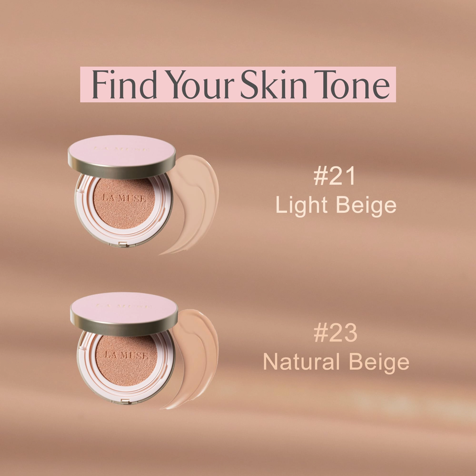 LA MUSE Glow Korean Cushion Foundation, #21 Light Beige(Pack of 2) | Lightweight, Hydrating Korean Cushion, Non-Sticky & Greasy | Long-Lasting, Flawless Natural Cover for Blemish & Pore, Dewy Finish