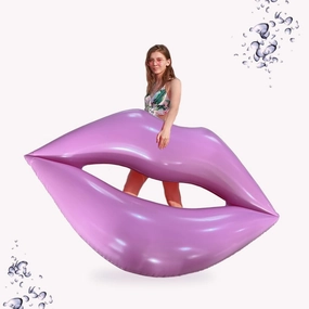 Large Funny Pool Float - Giant Pink Lips Float for Swimming Pool 71 х 63 Inch Big Water Lounger Adult Size Cute Inflatable Mouth Print Accessories