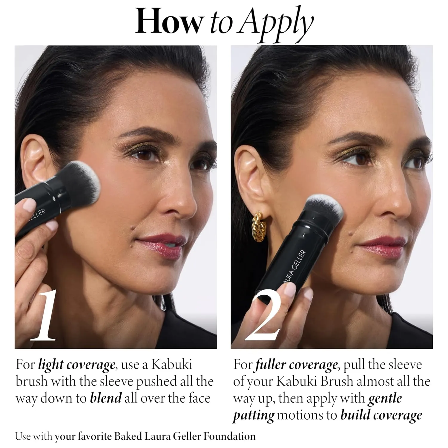 LAURA GELLER NEW YORK Baked Balance-n-Brighten Foundation with Kabuki Brush Makeup Set, Porcelain