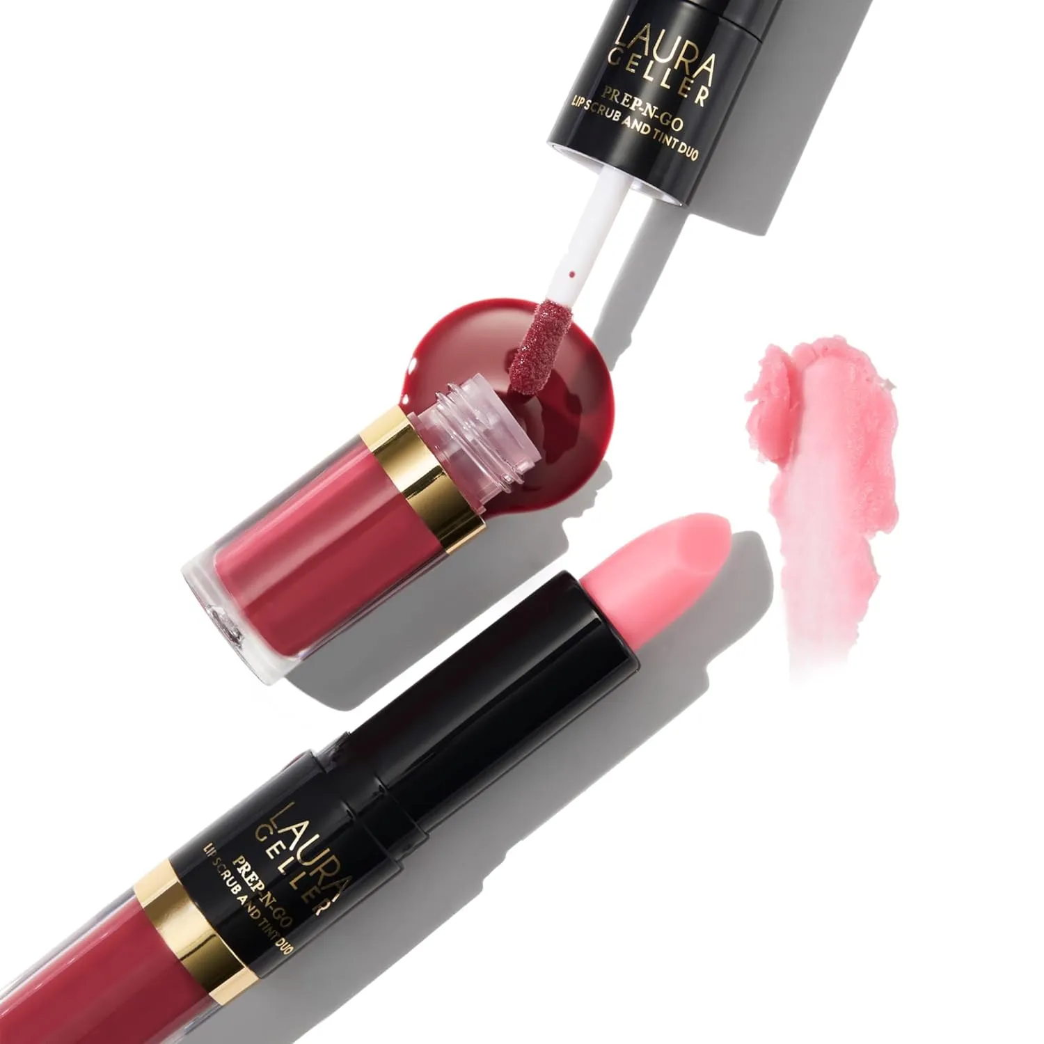 LAURA GELLER NEW YORK Prep-n-Go 2-in-1 Lip Scrub and Lip Oil Tint, Lip Hydrating Oil and Exfoliator, Finish Line