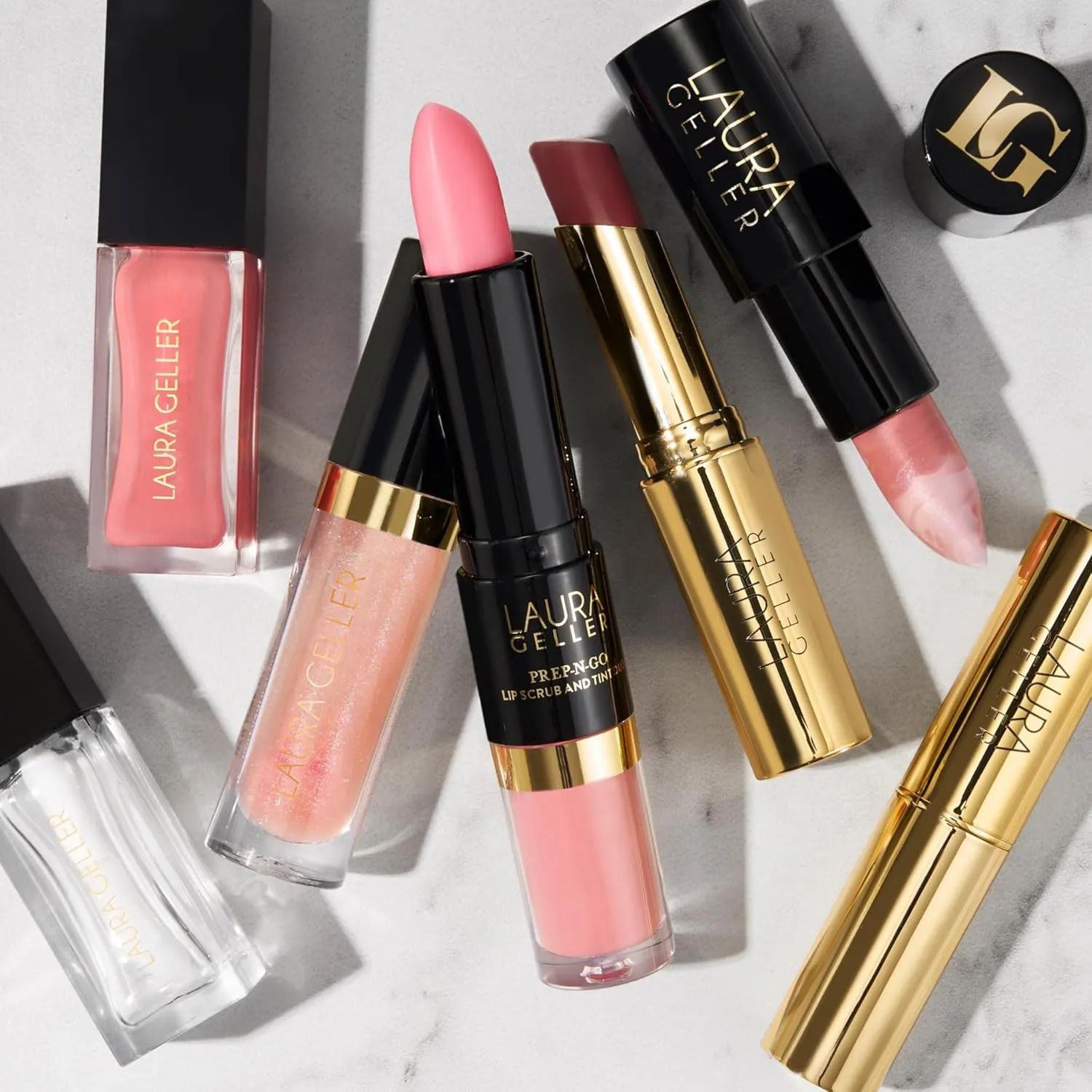 LAURA GELLER NEW YORK Prep-n-Go 2-in-1 Lip Scrub and Lip Oil Tint, Lip Hydrating Oil and Exfoliator, Finish Line