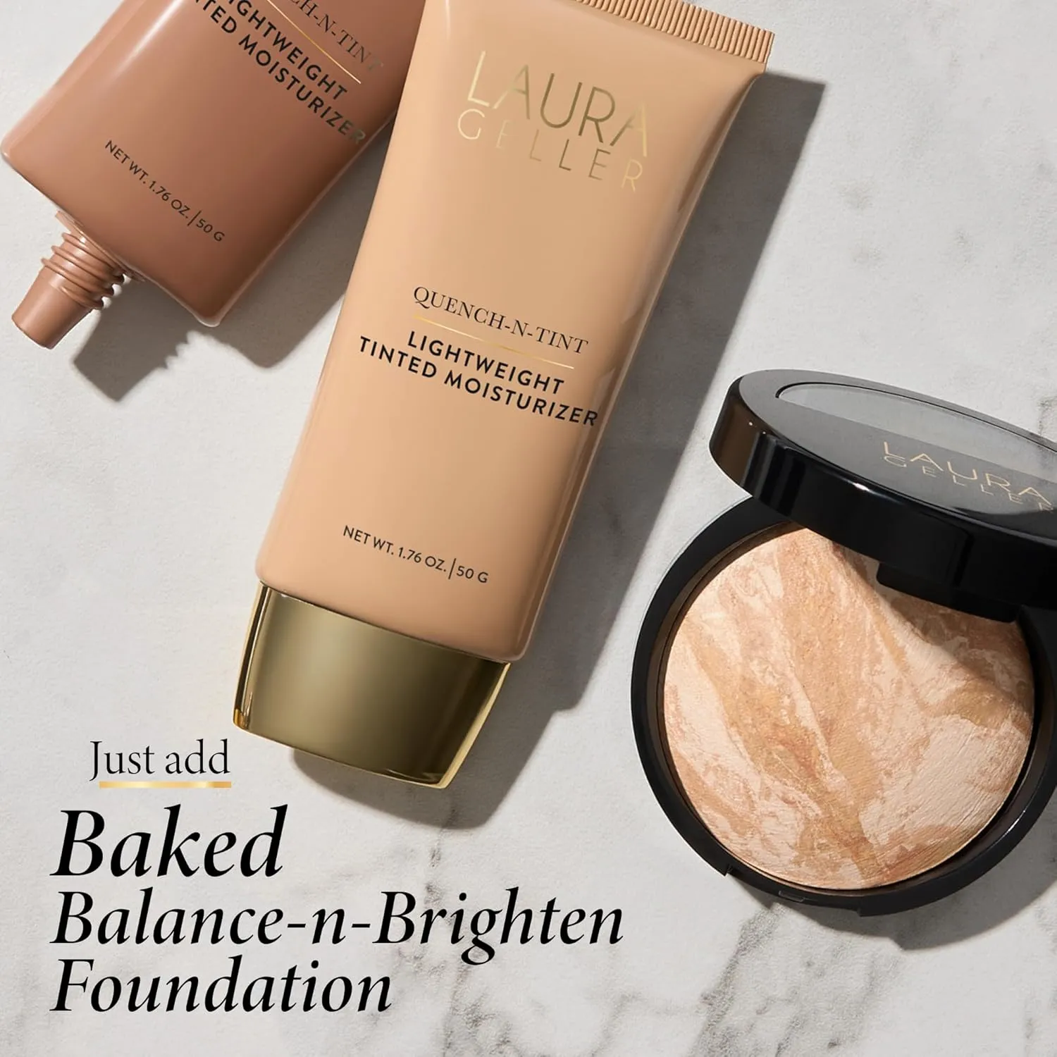 LAURA GELLER NEW YORK Quench-n-Tint Hydrating Foundation - Light/Medium - Sheer to Light Buildable Coverage - Natural Glow Finish - Lightweight Formula with Hyaluronic Acid