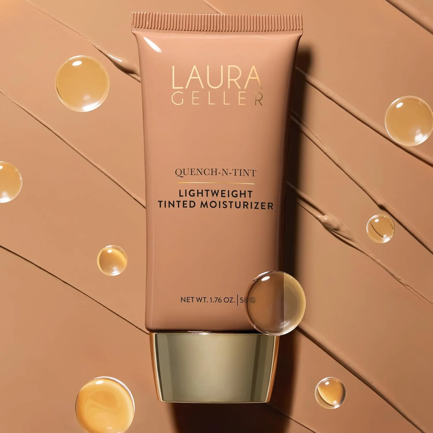 LAURA GELLER NEW YORK Quench-n-Tint Hydrating Foundation - Light/Medium - Sheer to Light Buildable Coverage - Natural Glow Finish - Lightweight Formula with Hyaluronic Acid