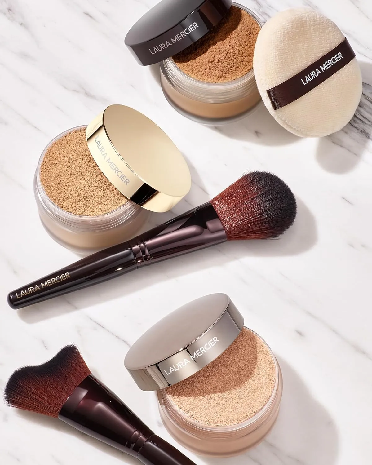 Laura Mercier Foundation and Finishing Powder Face Brushes, Use to Apply Color and Contour, Designed for Expert, Even and Smooth Application