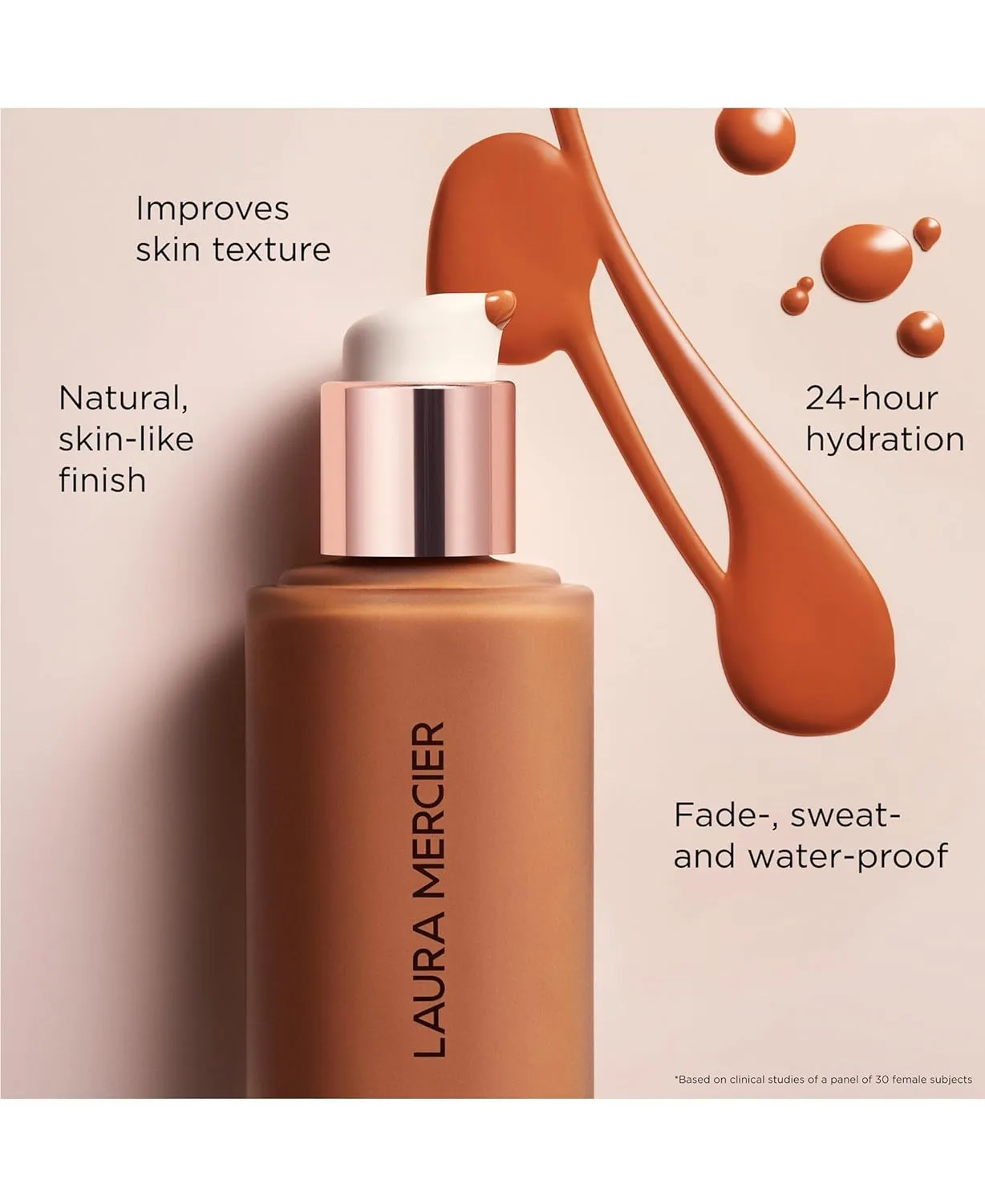 Laura Mercier Real Flawless Weightless Perfecting Waterproof Liquid Foundation: Medium-Buildable Coverage, 12 HR Fade-Proof Wear, Natural Finish, Hydrating, Long Lasting, Non-Comedogenic