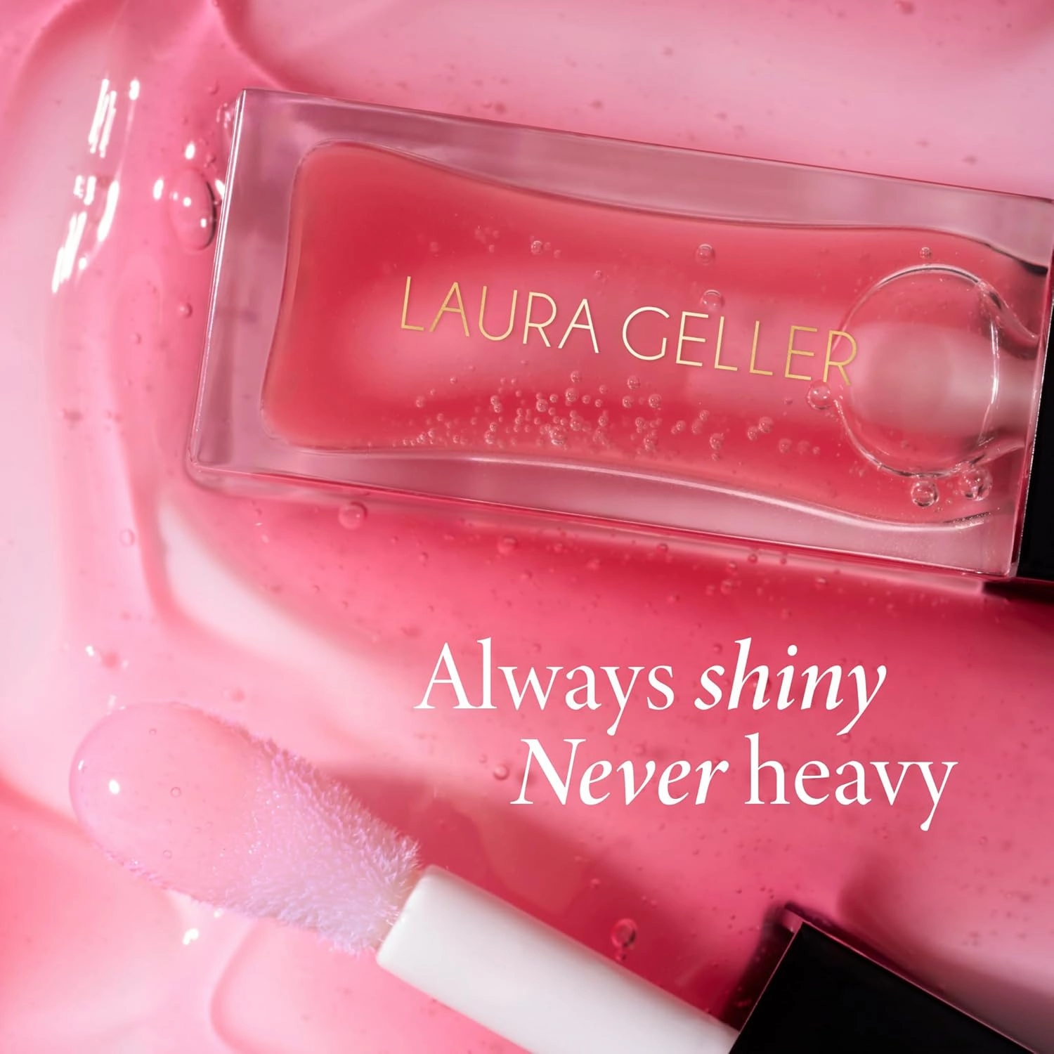 LAURA GELLER NEW YORK Fine Shine Glossy Lip Oil Duo, Sweet Pink   Glass Half Full - Clear Pink Lip Gloss with Hydrating Squalane