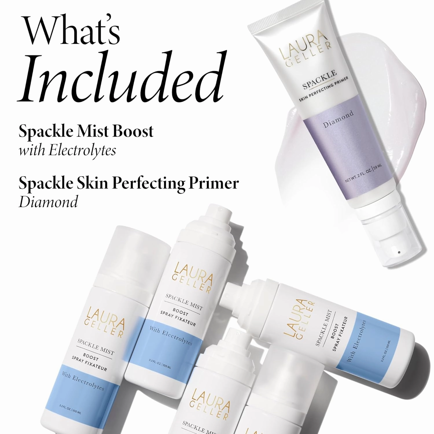 LAURA GELLER NEW YORK Prime-n-Set Duo: Spackle Primer   Spackle Mist Boost Setting Spray with Electrolytes (03 Diamond Glow   Electrolytes, 5.0 Fl Oz)