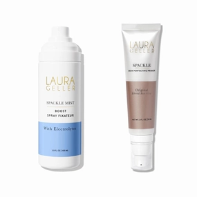LAURA GELLER NEW YORK Prime-n-Set Duo: Spackle Primer   Spackle Mist Boost Setting Spray with Electrolytes (04 Ethereal Rose Glow   Electrolytes, 5.0 Fl Oz)