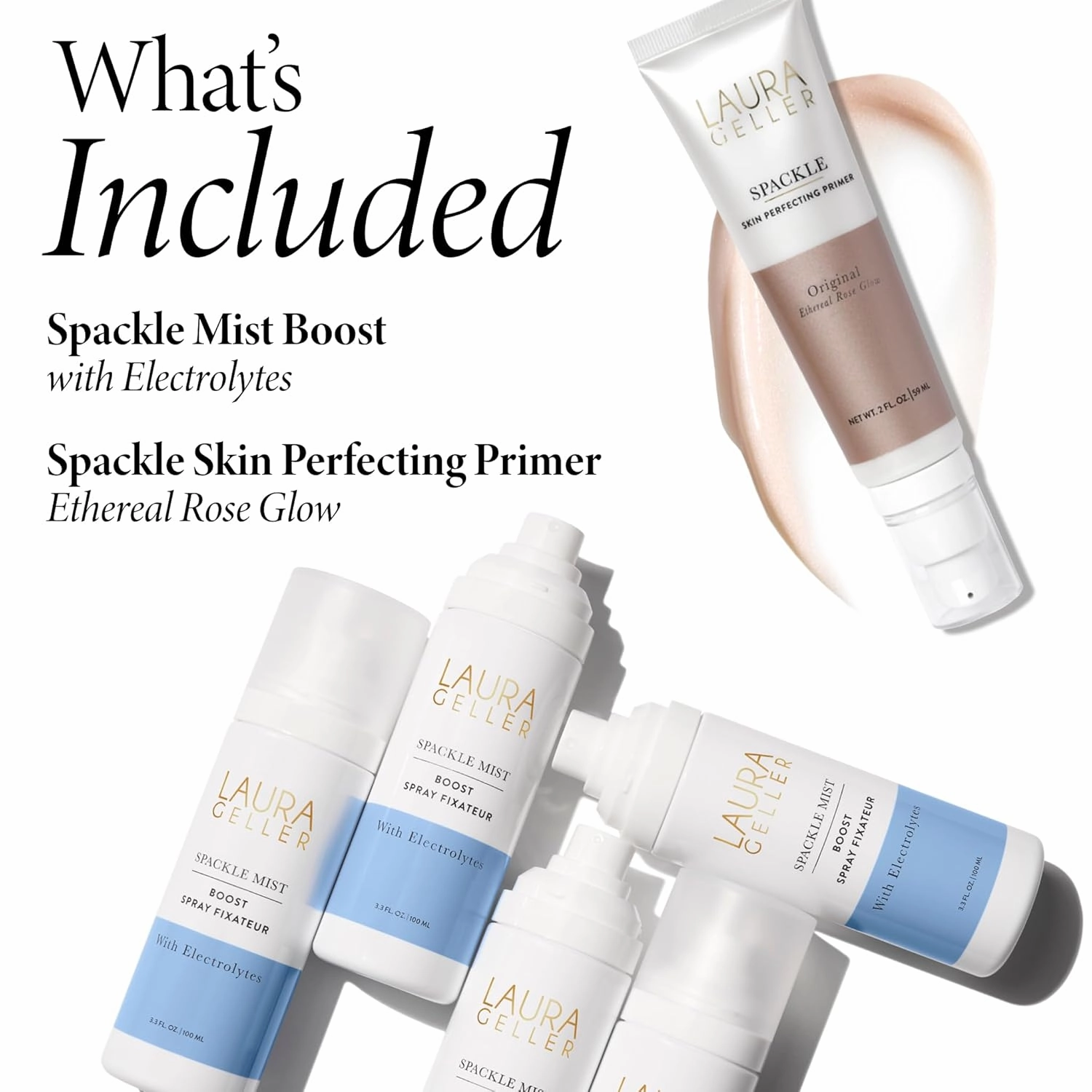LAURA GELLER NEW YORK Prime-n-Set Duo: Spackle Primer   Spackle Mist Boost Setting Spray with Electrolytes (04 Ethereal Rose Glow   Electrolytes, 5.0 Fl Oz)