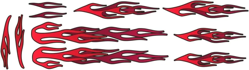Lawn Mower Decals Stickers - Layered Flames - 10pc. Set - Choose Color - for Murray Craftsman, Snapper, Toro, Wheel Horse (Cherry Red / Black Cherry)