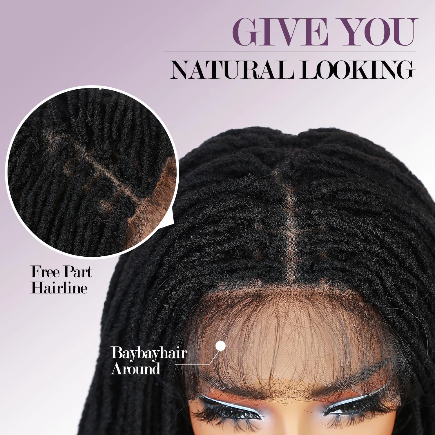 Lday Hanne Micro Dreadlock Full Lace Wigs for Black Women Short Faux Locs Lace Frontal Wigs With Baby Hair Knotless Twist Dreadlock Synthetic Black Hair 14Inch