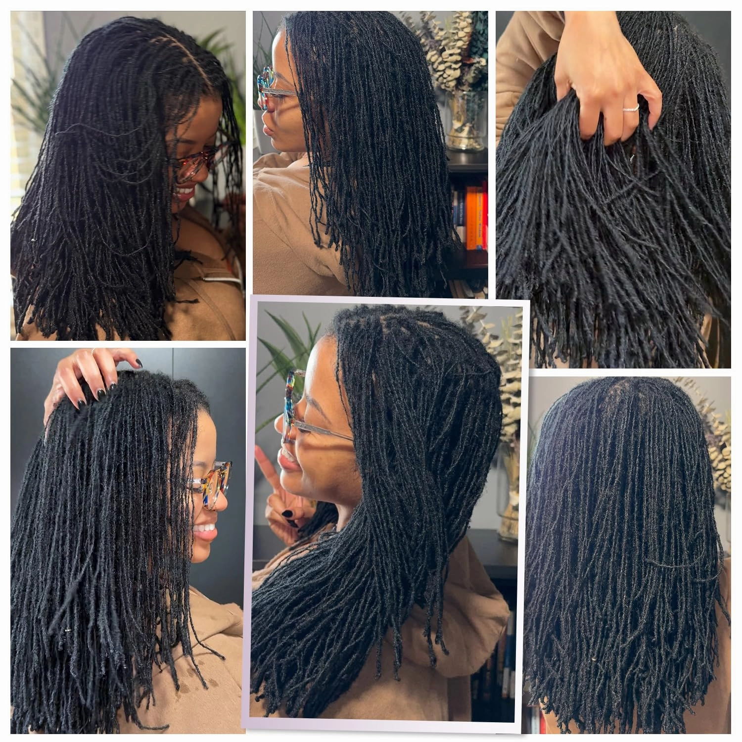 Lday Hanne Micro Dreadlock Full Lace Wigs for Black Women Short Faux Locs Lace Frontal Wigs With Baby Hair Knotless Twist Dreadlock Synthetic Black Hair 14Inch
