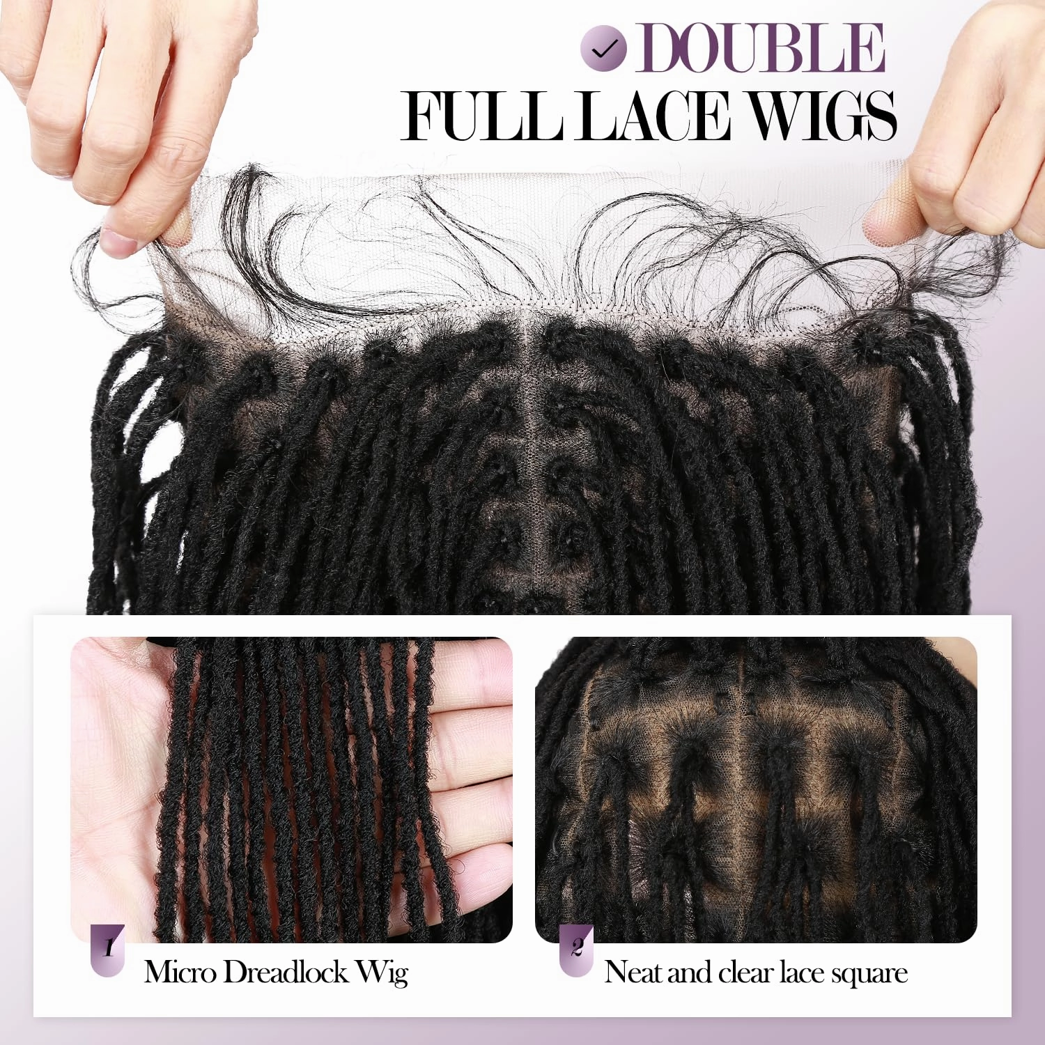 Lday Hanne Micro Dreadlock Full Lace Wigs for Black Women Short Faux Locs Lace Frontal Wigs With Baby Hair Knotless Twist Dreadlock Synthetic Black Hair 14Inch