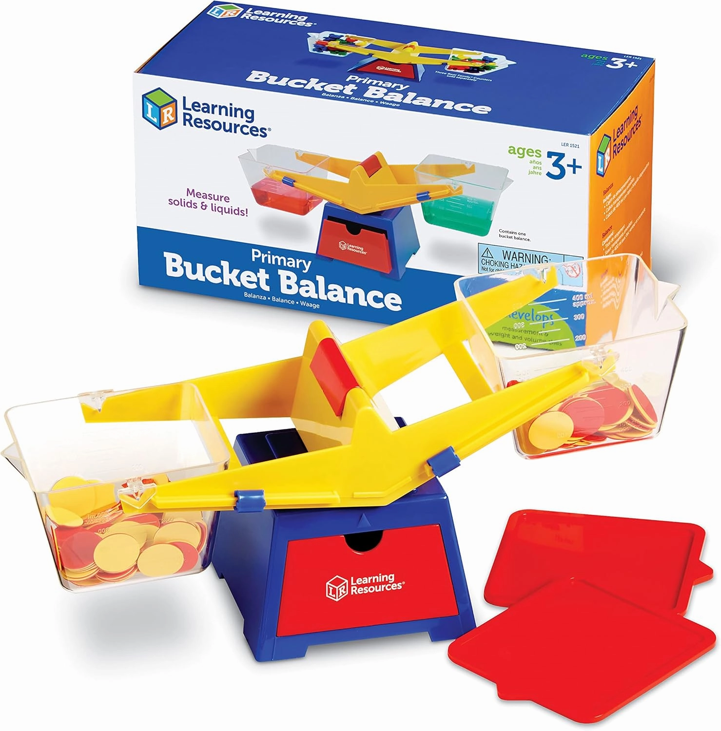 Learning Resources Primary Bucket Balance Teaching Scale - 1 Piece, Ages 3 , Math for Preschoolers, Classroom Balance Scale, Balance Scale for Kids, Science for Kids,Back to School Supplies