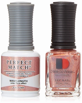 LeChat - Perfect Match Spectra Gel Polish - Wavelength - Terracotta Red Holographic Glitter - (0.5 Ounce) - Easy Application - Includes Bonus Nail Lacquer Bottle