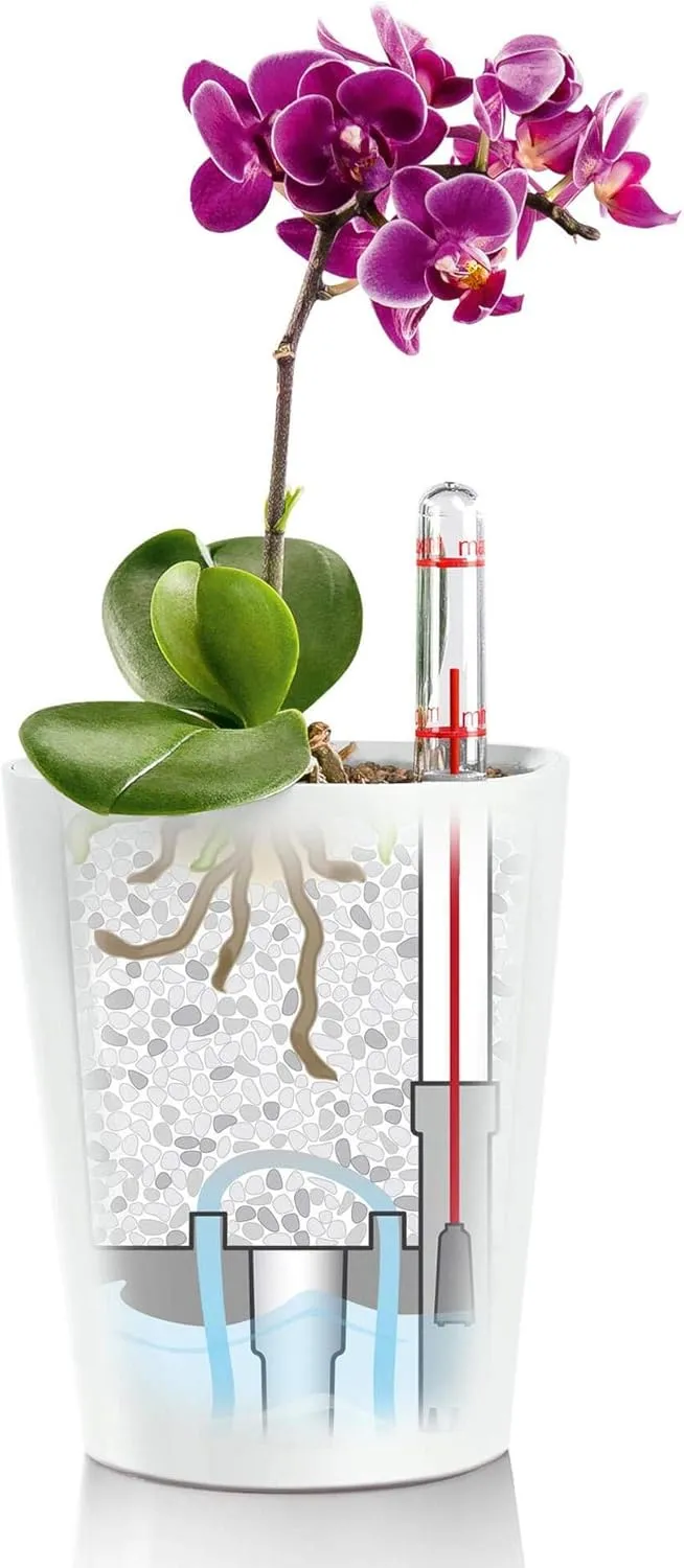 Lechuza 14960 Mini Deltini Self-Watering Garden Planter, Scarlet Red High Gloss