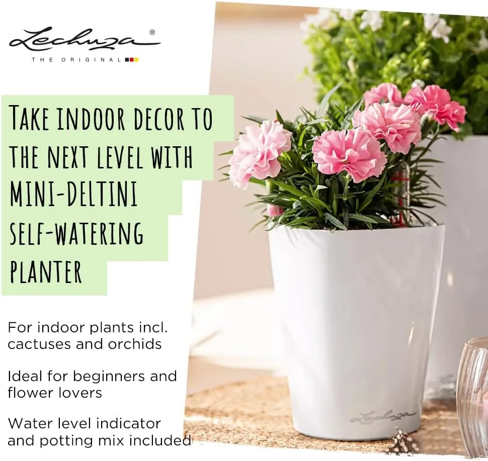 Lechuza 14960 Mini Deltini Self-Watering Garden Planter, Scarlet Red High Gloss