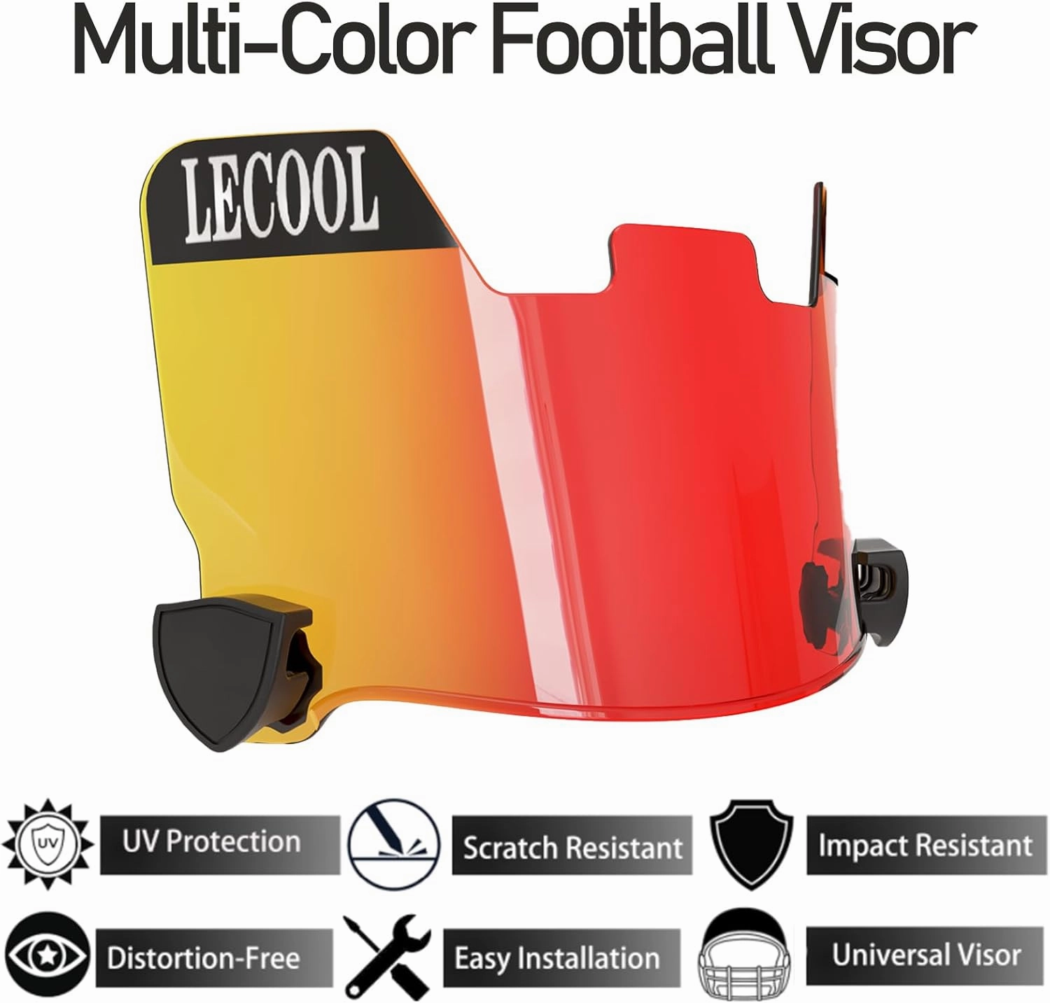 LeCool Multi-Color Football Visor,Enhance Your Game -Fits Adult & Youth Football Helmets