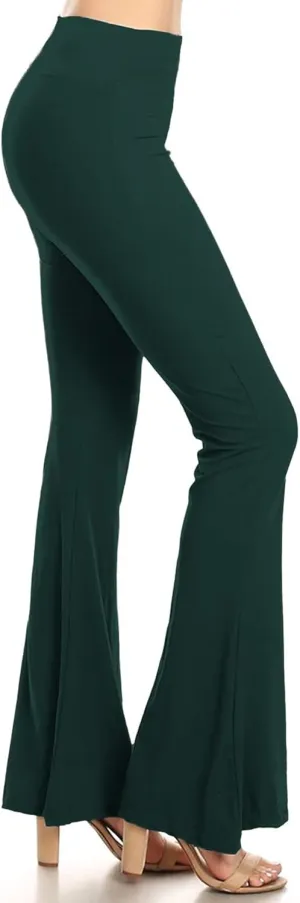 Leggings Depot Women's High Waist Flared Casual, Work, Lounge Palazzo Pants-Wide Leg
