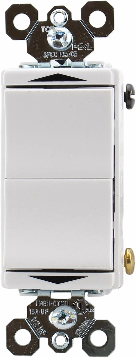 Legrand Pass & Seymour TM811DTMOW Spec Grade Decorator Rocker Momentary Contact Switch, White (1 Count)