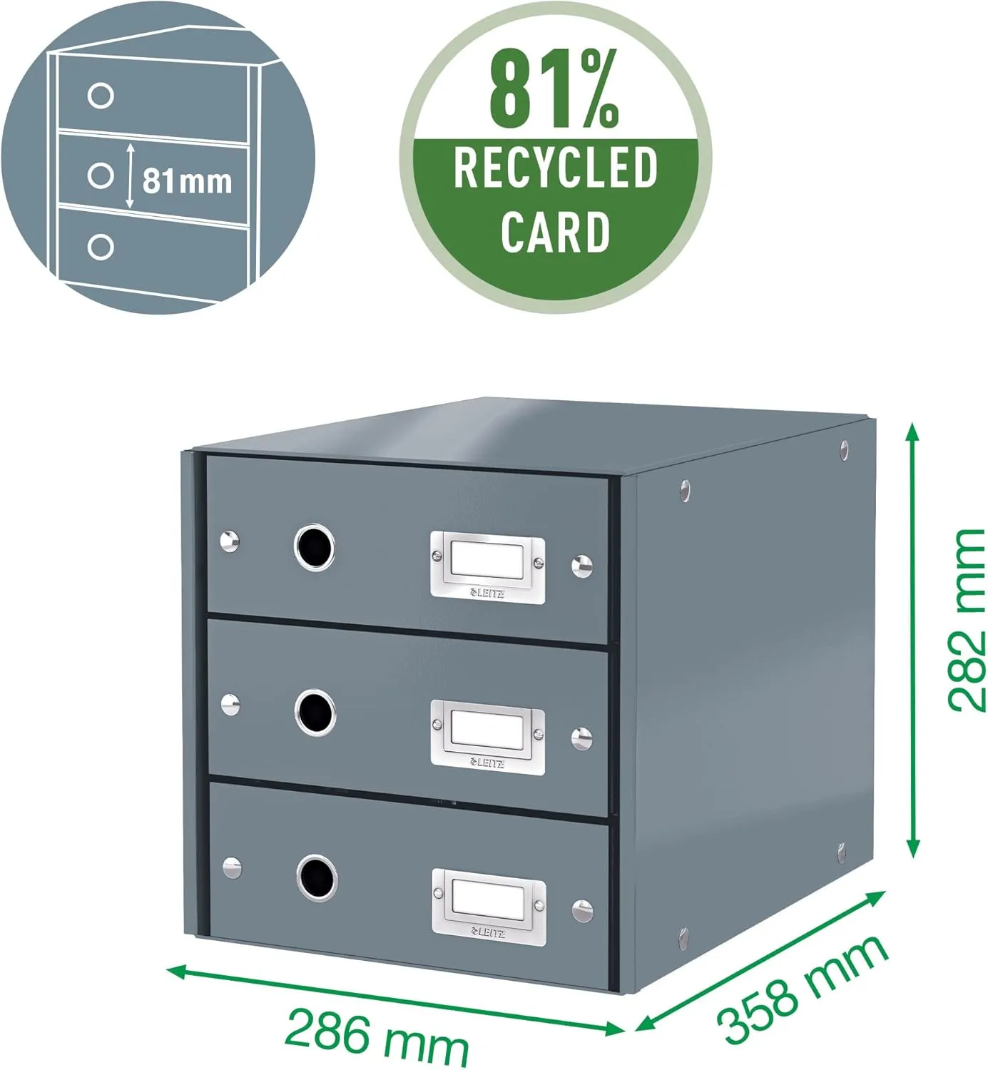 Leitz Drawer Cabinet, 3 Drawers, A4, Click and Store Range 60480023 - Pink