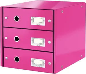 Leitz Drawer Cabinet, 3 Drawers, A4, Click and Store Range 60480023 - Pink