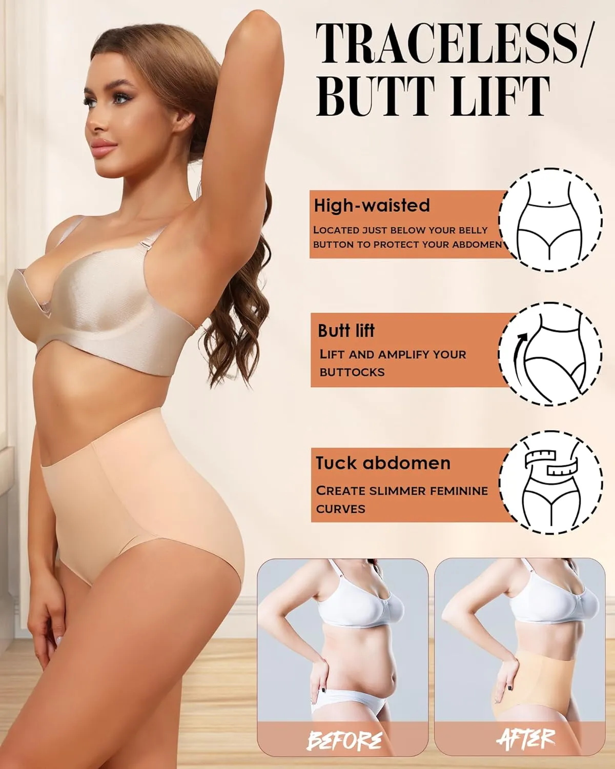 LEVAO Women Tummy Control Underwear, High Waisted Seamless Panties No Show Postpartum Briefs 4 Pack S-XXL