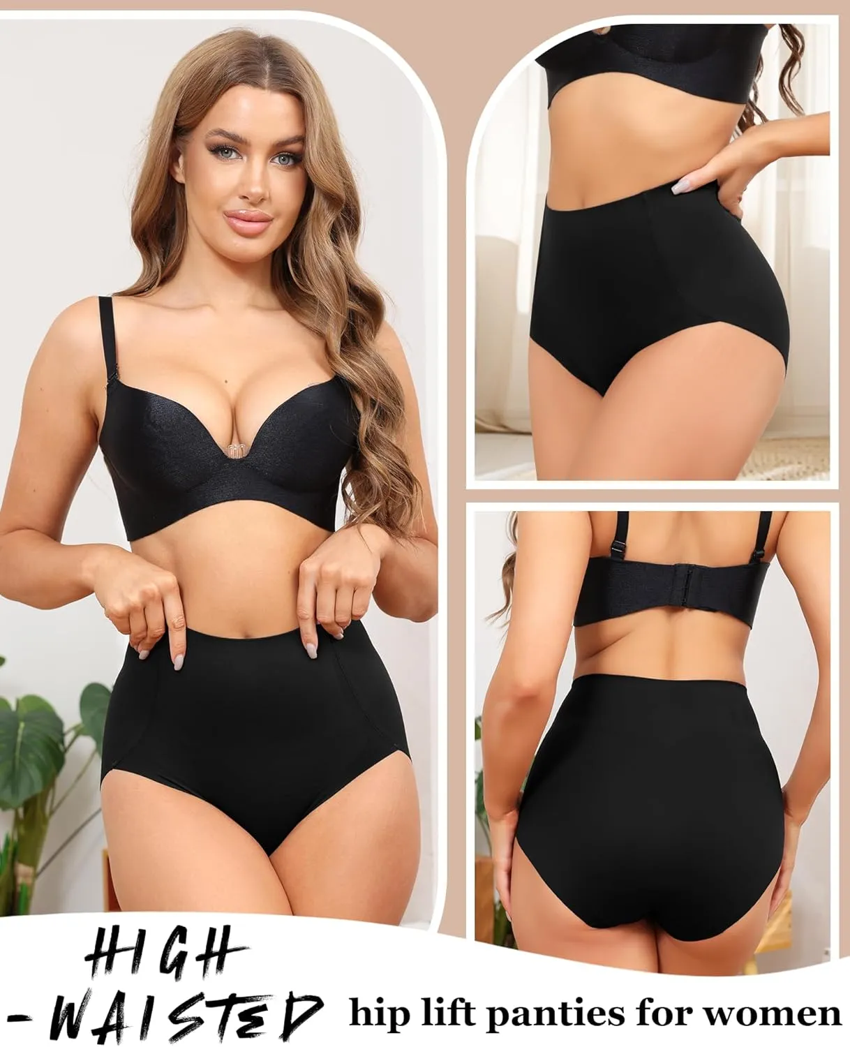 LEVAO Women Tummy Control Underwear, High Waisted Seamless Panties No Show Postpartum Briefs 4 Pack S-XXL