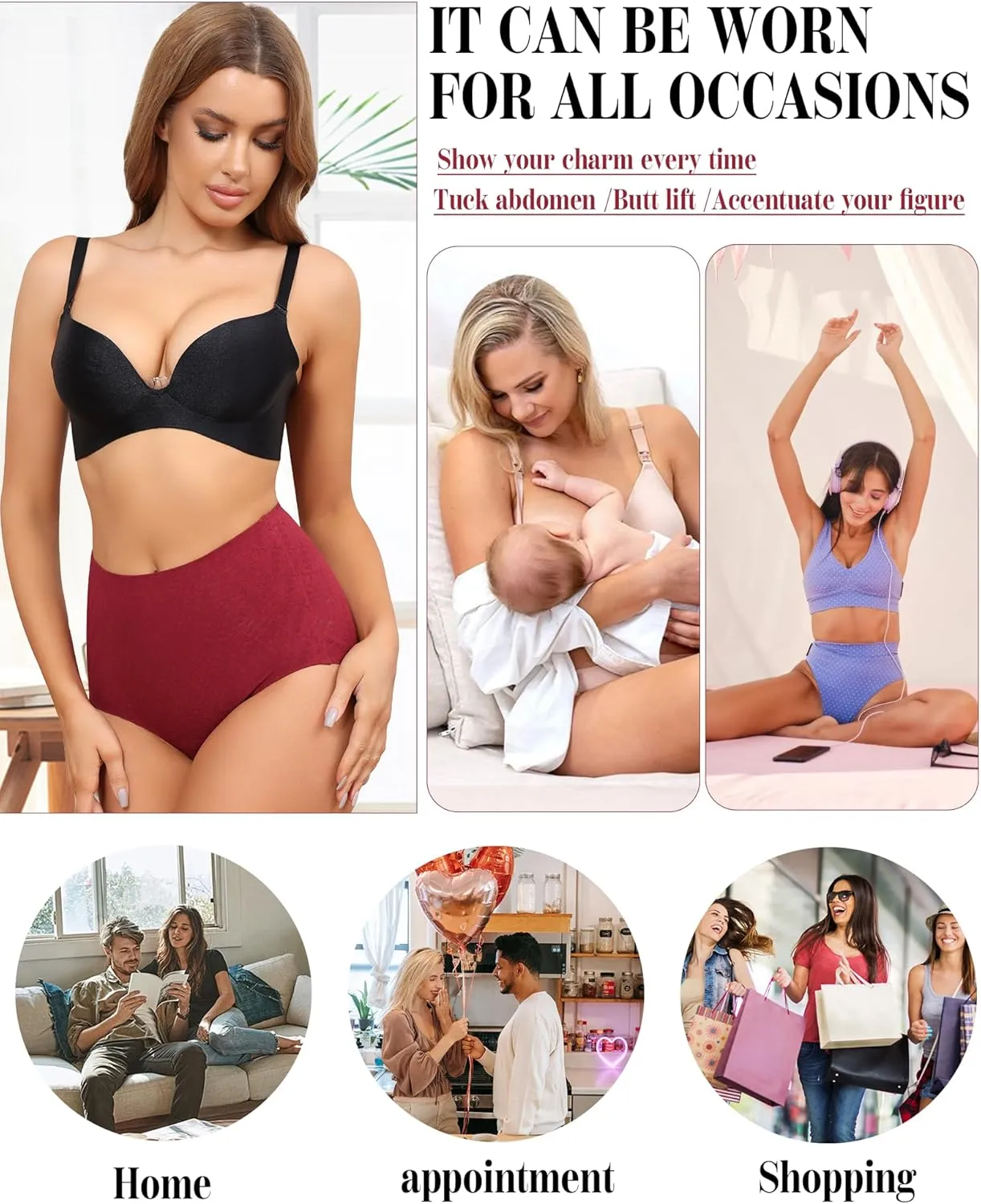 LEVAO Womens High Waisted Seamless Underwear Lace Stretch No Show Tummy Control Panties Full Coverage Briefs S-2XL