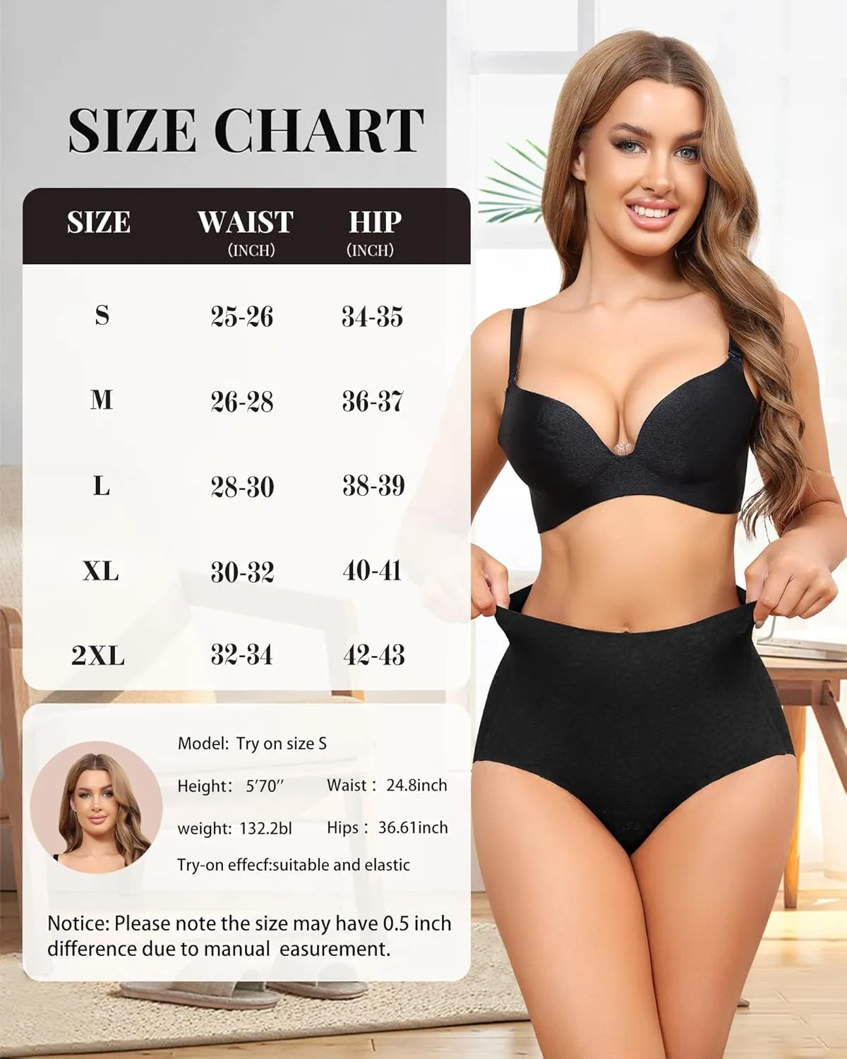 LEVAO Womens High Waisted Seamless Underwear Lace Stretch No Show Tummy Control Panties Full Coverage Briefs S-2XL