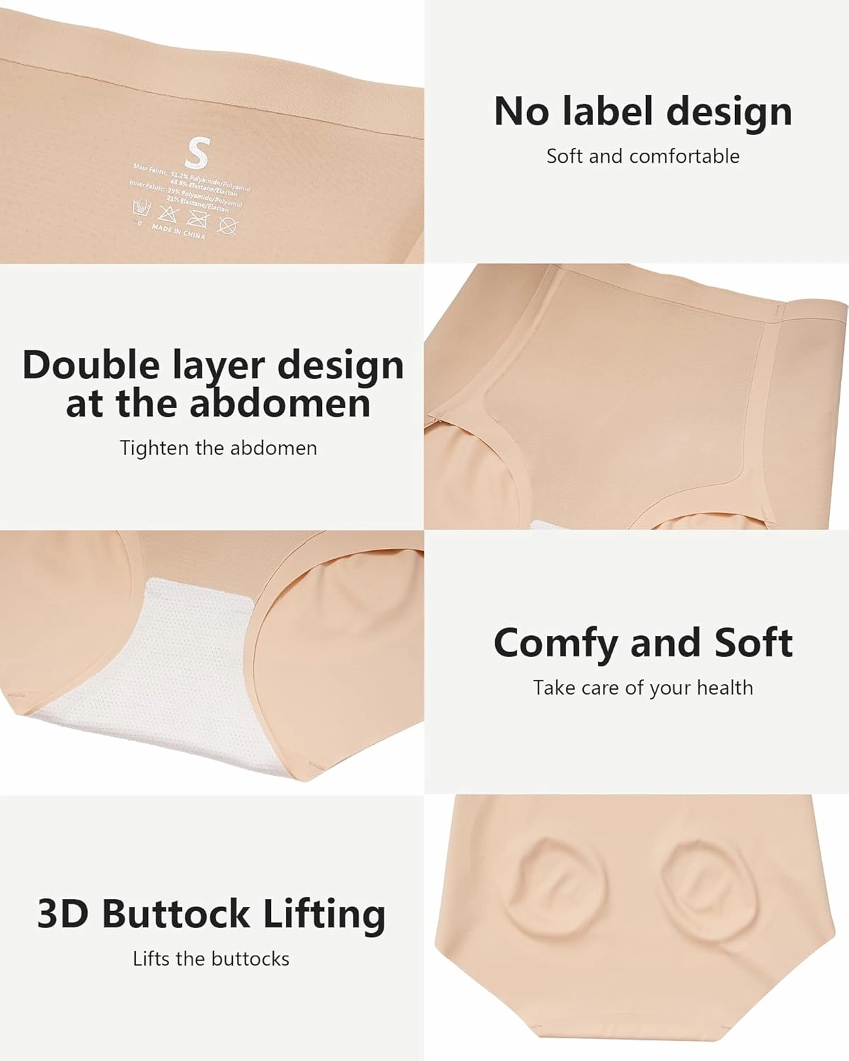 LEVAO Women Tummy Control Underwear, High Waisted Seamless Panties No Show Postpartum Briefs 4 Pack S-XXL
