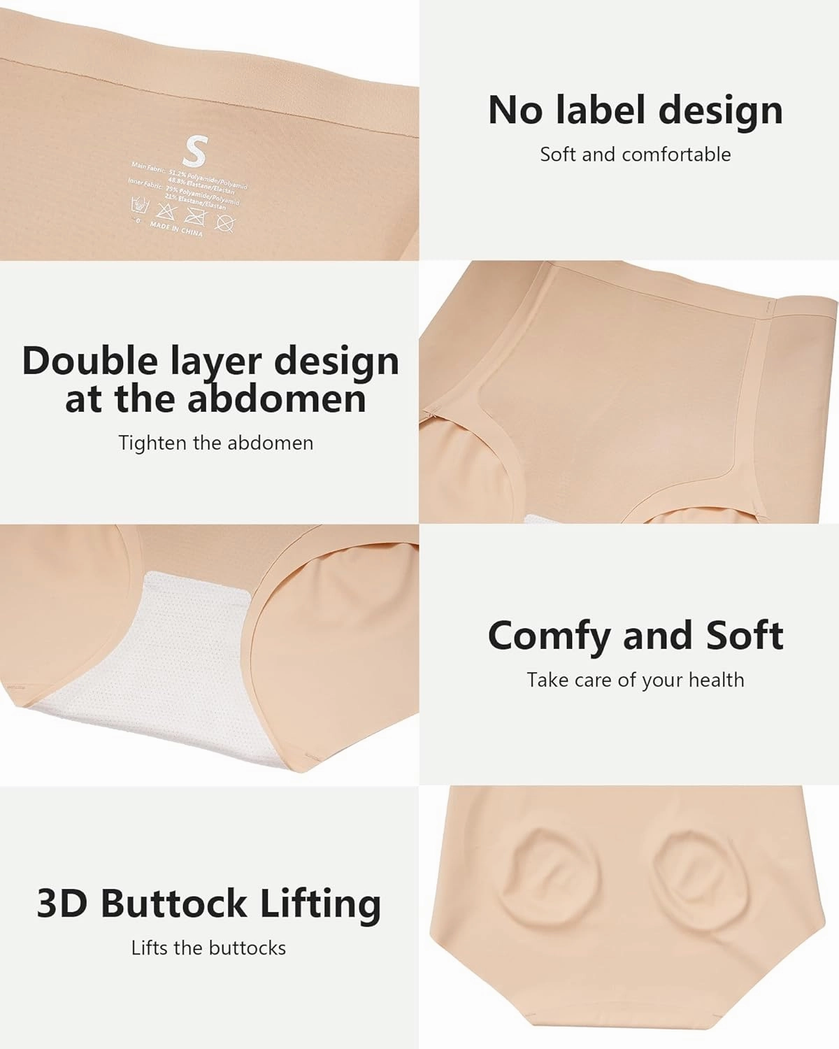 LEVAO Women Tummy Control Underwear, High Waisted Seamless Panties No Show Postpartum Briefs 4 Pack S-XXL
