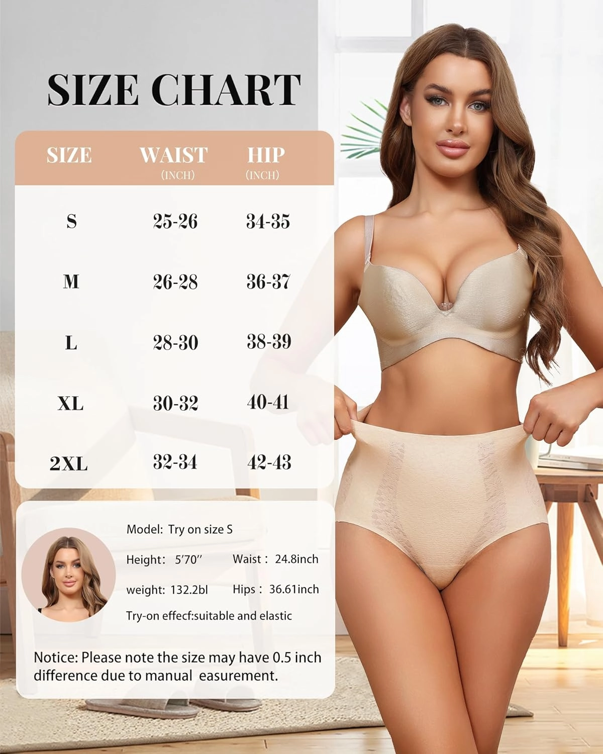 LEVAO Womens High Waisted Seamless Underwear Lace Stretch No Show Tummy Control Panties Full Coverage Briefs S-2XL