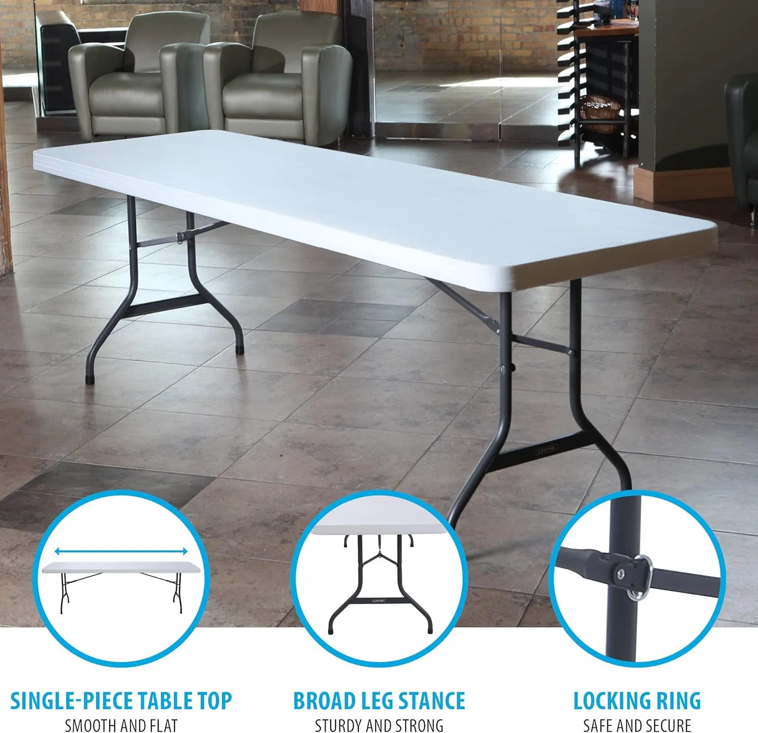 Lifetime 42980 Folding Utility Table , 8 Feet, White Granite, Pack of 4
