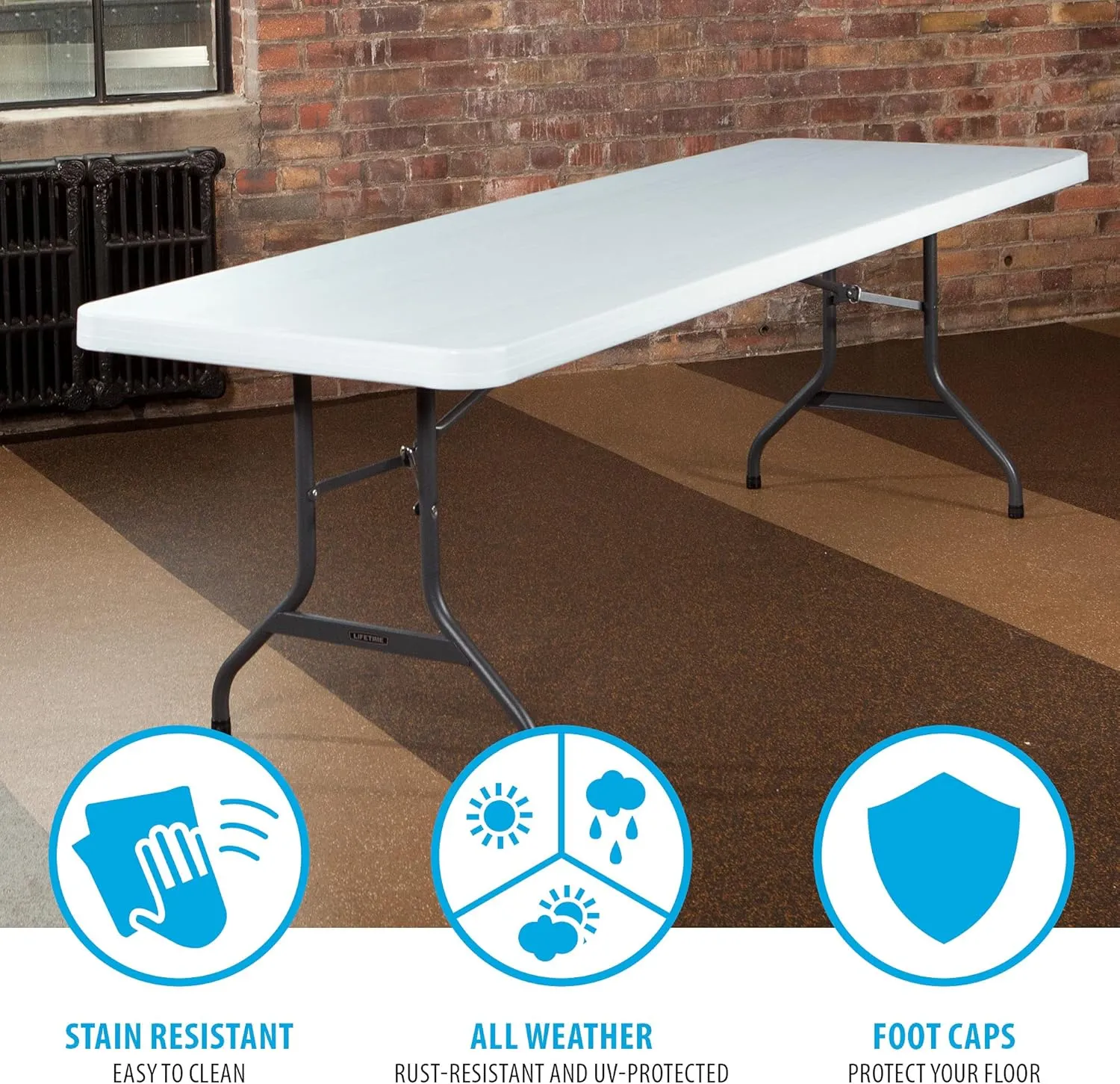 Lifetime 42980 Folding Utility Table , 8 Feet, White Granite, Pack of 4