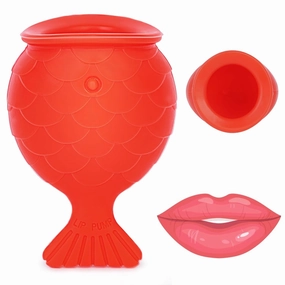 Lip Pump Lip Plumper Lip Enhancer，Soft Silicone Fish Shape Lips Enhancer,Fuller Thicker Mouth Fastly Lip Pumps Bigger Device for Women Female (RED)