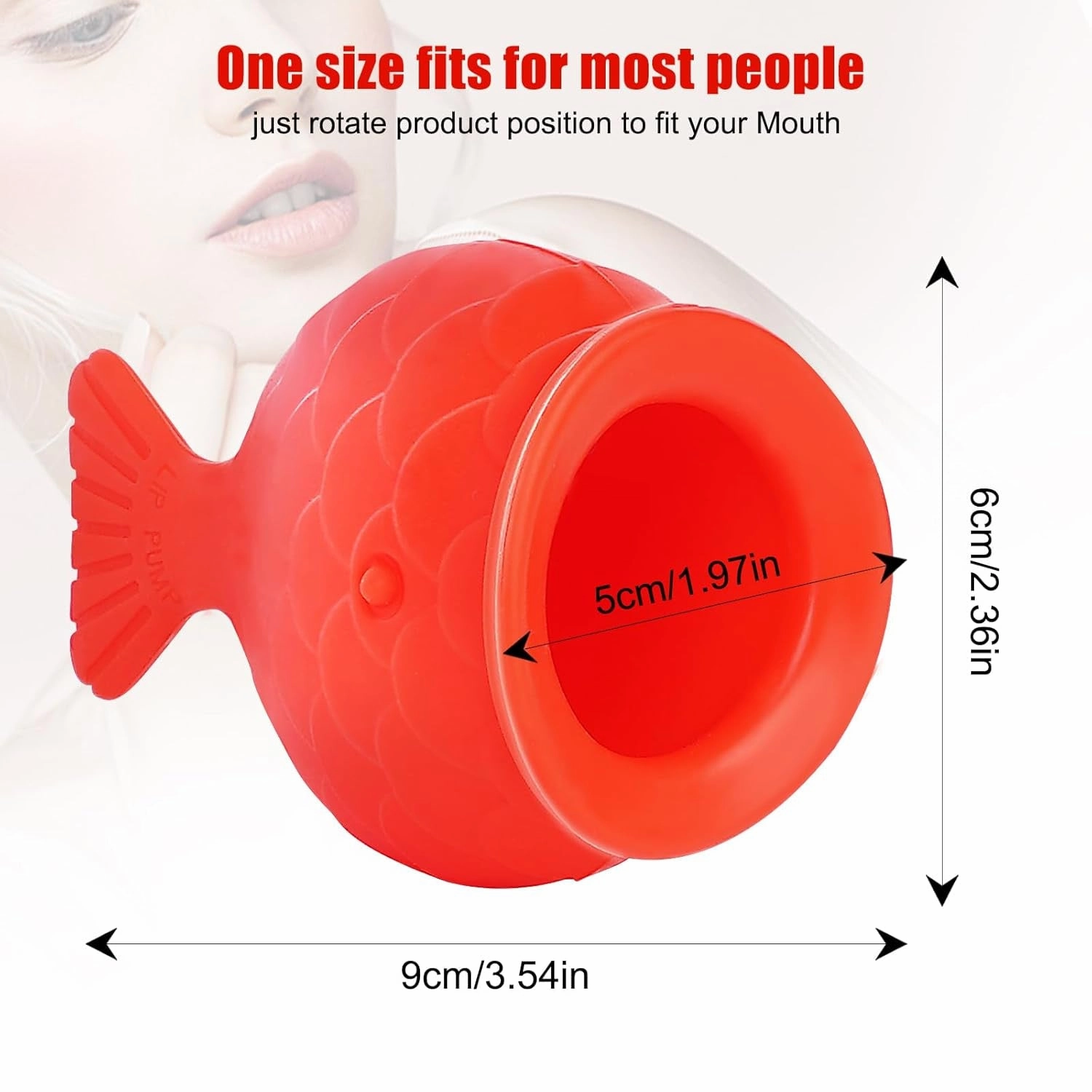Lip Pump Lip Plumper Lip Enhancer，Soft Silicone Fish Shape Lips Enhancer,Fuller Thicker Mouth Fastly Lip Pumps Bigger Device for Women Female (RED)