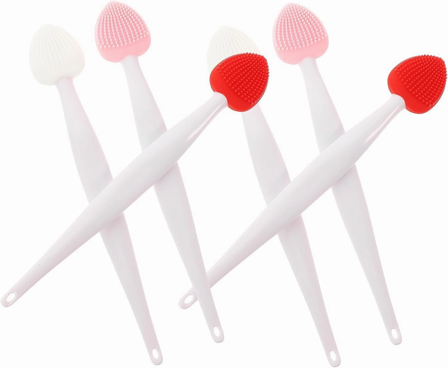 Lip Scrub Brush Lip Brush Tool, Double-Sided Silicone Exfoliating Lip Brush, Gentle Lip Exfoliator Scrubber Brush for Smooth, Soft, Bright, and Healthy Lips (5 PCS), Small