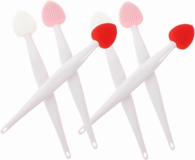 Lip Scrub Brush Lip Brush Tool, Double-Sided Silicone Exfoliating Lip Brush, Gentle Lip Exfoliator Scrubber Brush for Smooth, Soft, Bright, and Healthy Lips (5 PCS), Small